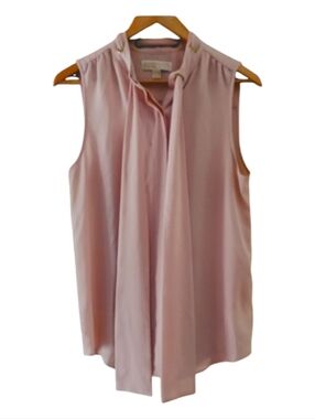 MICHAEL Michael Kors Blush Sleeveless High Neck W/ Tie Blouse Size Medium